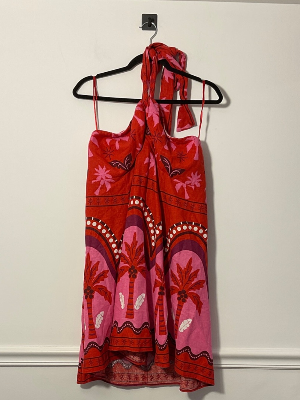 1. State Red and Pink Tropical Print Mini Dress